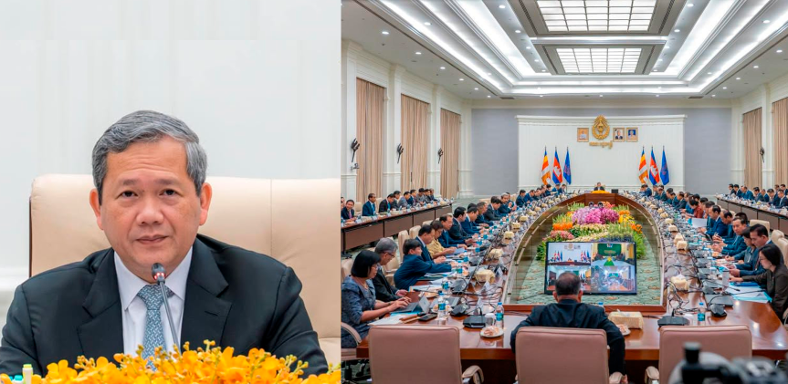 សម្តេចធិបតី ហ៊ុន ម៉ាណែត ដឹកនាំកិច្ចប្រជុំគណៈរដ្ឋមន្រ្តី។