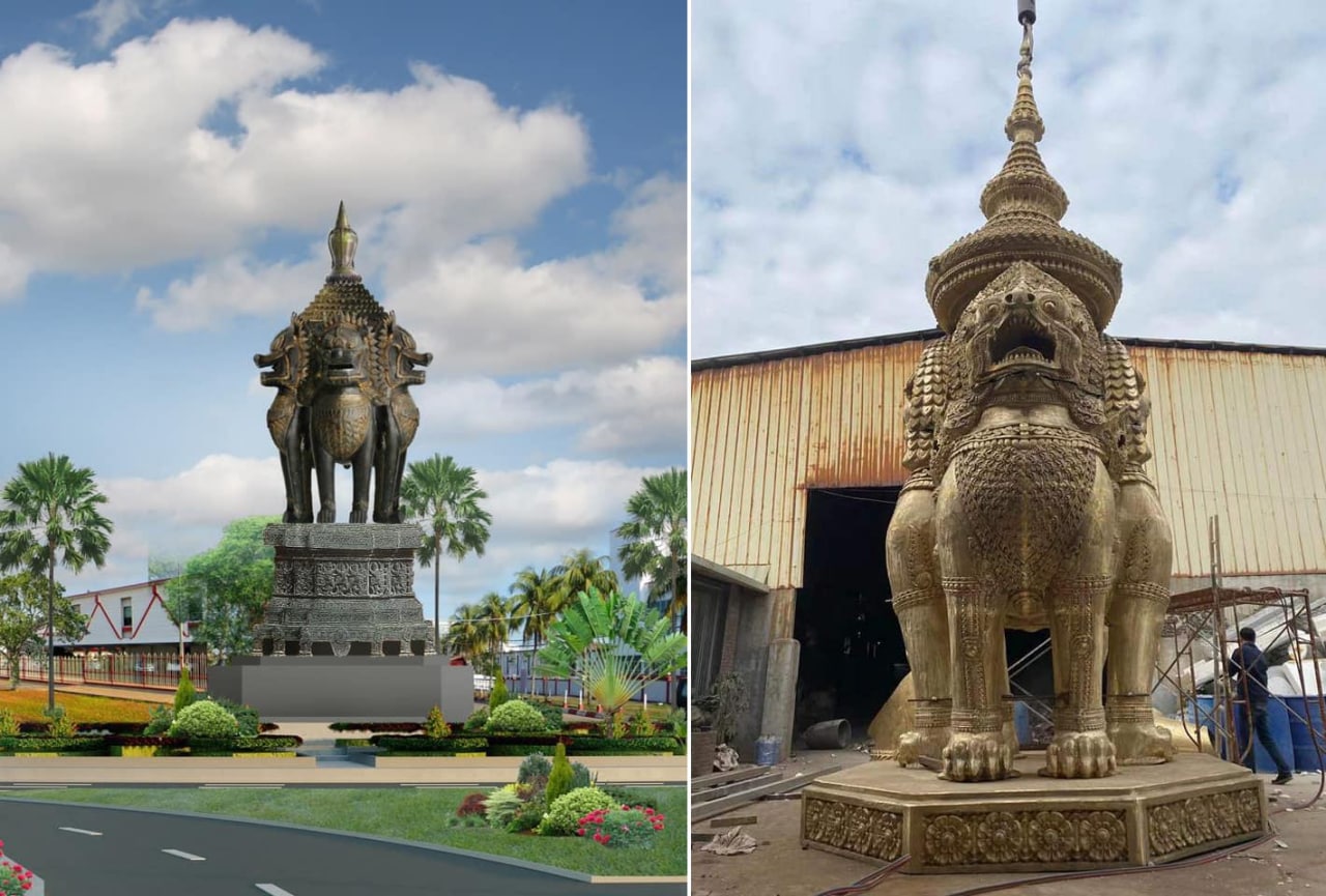 រូបសំណាក់ សីហរាជមុខបី 