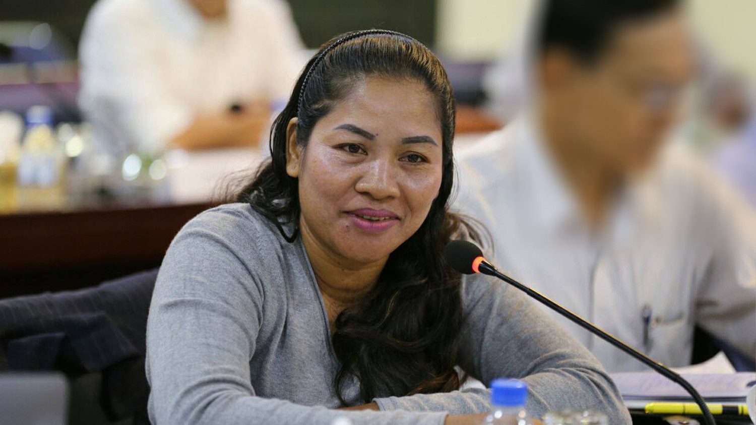 លោកស្រី យ៉ាង សោភ័ណ្ឌ&nbsp;ប្រធាននៃសហព័ន្ធសហជីពជាតិ&nbsp;