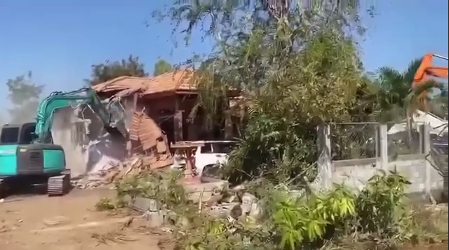 The Thai army destroyed Cambodian home.