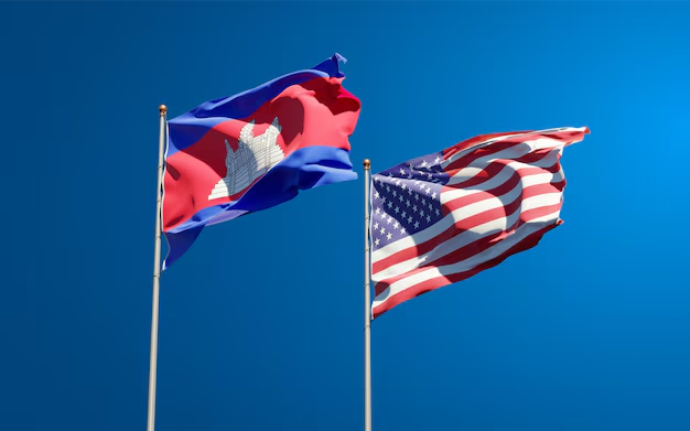 ទង់ជាតិកម្ពុជា និងទង់ជាតិអាម៉េរិក