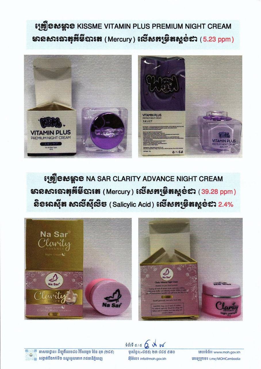 ផលិតផលទាំងនេះត្រូវបានក្រសួងរកឃើញថា ​មានផ្ទុកសារធាតុបារ៉ត
