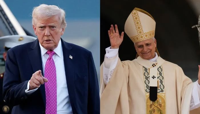 លោក ដូណាល់ ត្រាំ (ឆ្វេង) និងសម្តេចប៉ាបលីអូ