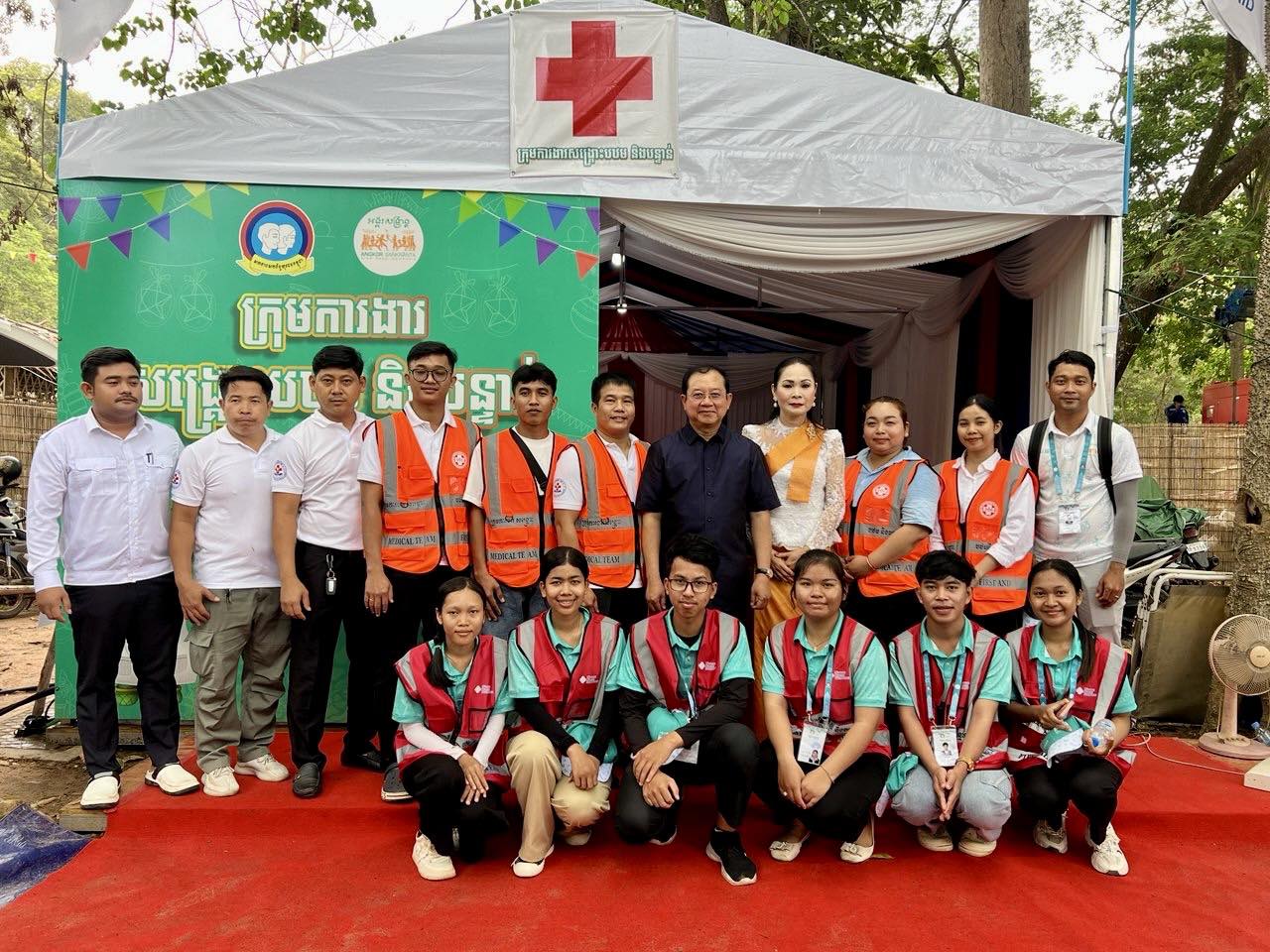 ស្តង់ប្រចាំការរបស់ក្រុមគ្រូពេទ្យ ក្នុងព្រឹត្តិការណ៍អង្គរសង្រ្គាន្ត សៀមរាប ឆ្នាំ២០២៥។ រូបភាព៖ ក្រសួងសុខាភិបាល