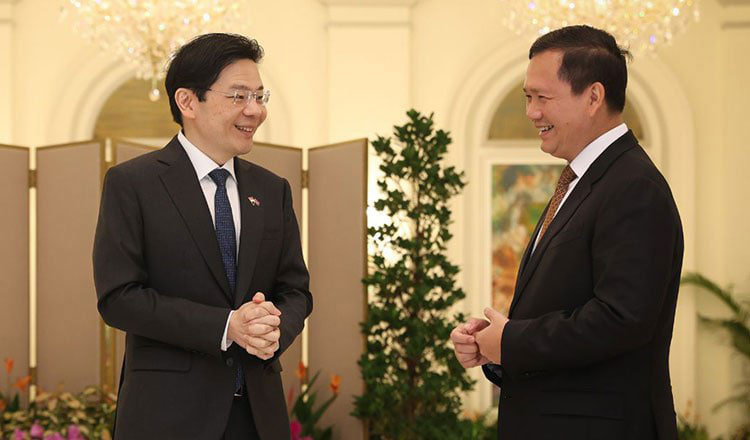 សម្តេច ហ៊ុន ម៉ាណែត និងលោក ឡរ៉េន វ៉ុង ជួបគ្នានៅសិង្ហបុរី កាលពីឆ្នាំ២០២៤