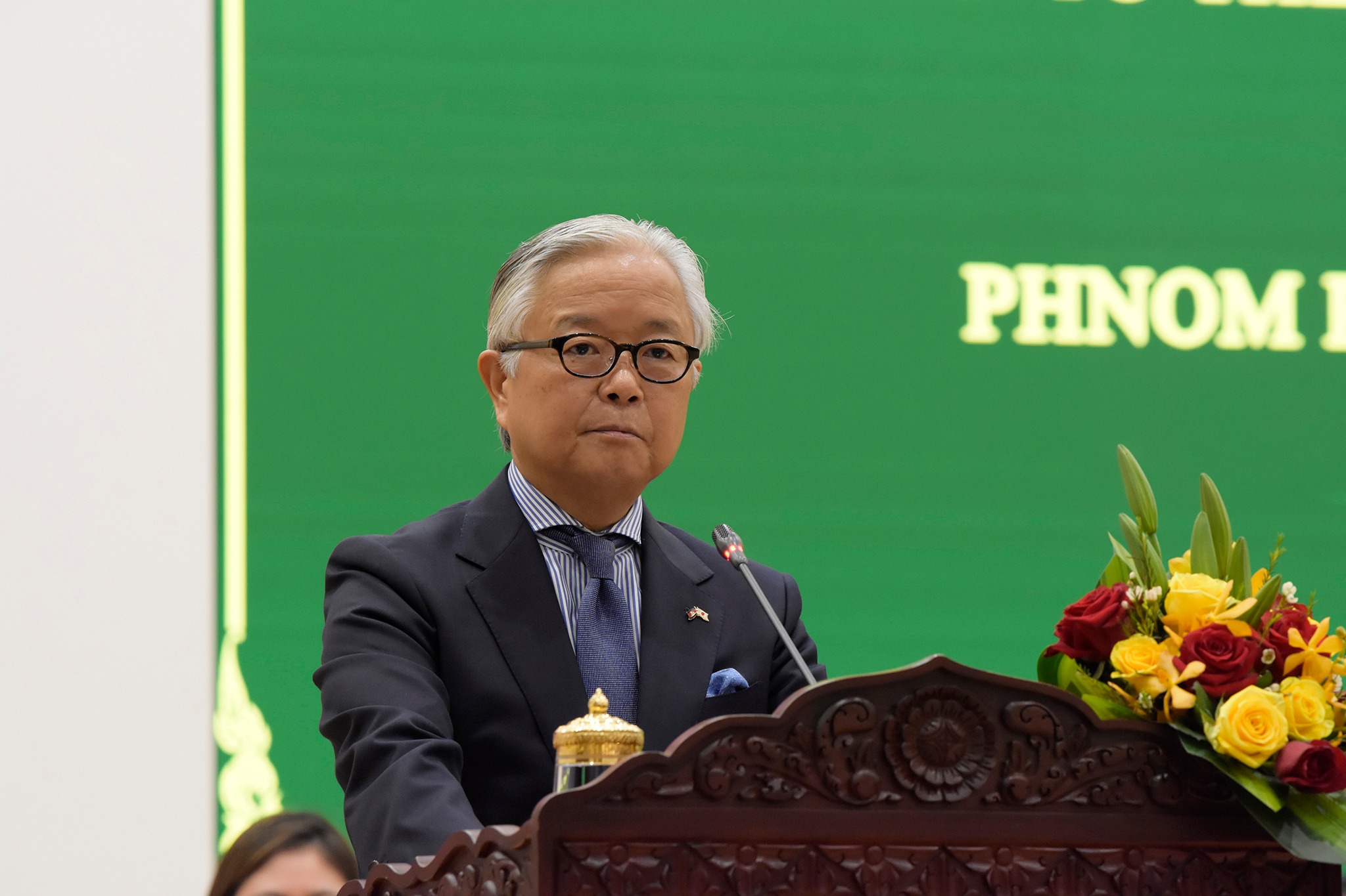 លោក អ៊ូអិណ អាត់ស៊ូស៊ី (UENO Atsushi)&nbsp;ឯកអគ្គរាជទូតជប៉ុនប្រចាំកម្ពុជា។ រូបភាព៖ គ.ជ.ប&nbsp;&nbsp;