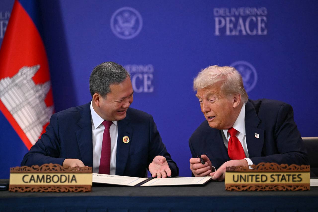 សម្តេចនាយករដ្ឋមន្រ្តី ហ៊ុន ម៉ាណែត ជាមួយប្រធានាធិបតី លោក ដូណាល់ ត្រាំ